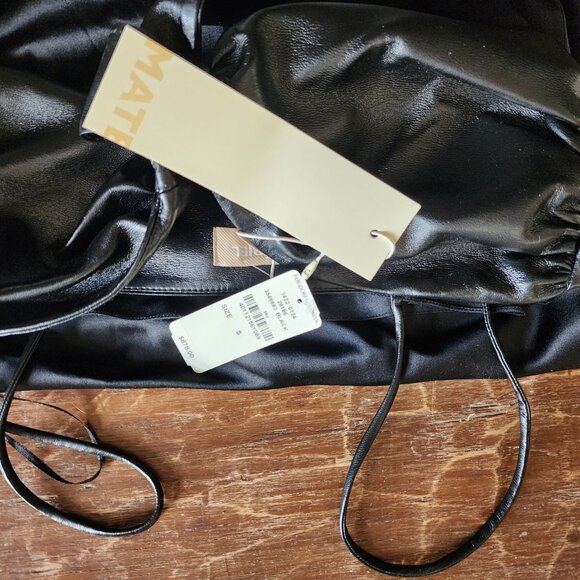 MATERIEL  Silk Slip Dress With Vegan Leather Bra Top - Picture 4 of 5